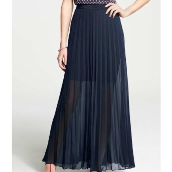 Ann Taylor Dresses & Skirts - Ann Taylor Navy Chiffon Maxi Skirt